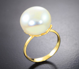 Золотое кольцо с морской жемчужиной барокко 18,12 карата! Топовый люстр Золото