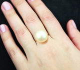 Золотое кольцо с морской жемчужиной барокко 18,12 карата! Топовый люстр Золото