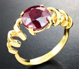 Золотое кольцо с насыщенным рубином 4,44 карата! Высокая дисперсия