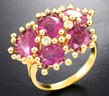 Золотое кольцо с «неоновыми» рубеллитами турмалинами 4,95 карата и бриллиантами Золото