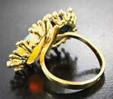 Золотое кольцо с топовыми ограненными эфиопскими опалами 5,68 карата и бриллиантами Золото