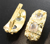 Золотые серьги с уральскими александритами высоких характеристик 2,59 карата и бриллиантами Золото