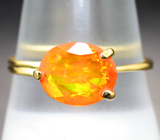 Золотое кольцо с ограненным ярко-оранжевым эфиопским опалом 1,69 карата Золото