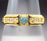 Золотое кольцо с редким уральским александритом цвета морской волны 0,26 карата и бриллиантами! Высокие характеристики