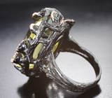 Серебряное кольцо с лимонным цитрином 23,45 карата, желтым цитрином, родолитом и перидотом