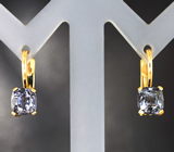 Золотые серьги с титаново-синими шпинелями 2,72 карата Золото