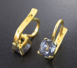 Золотые серьги с титаново-синими шпинелями 2,72 карата Золото