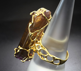 Массивное золотое кольцо с крупным многоцветным кристаллом турмалина 54,25 карата и бриллиантами
