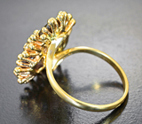 Золотое кольцо с крупными гранатами со сменой цвета 6,8 карата и бриллиантами Золото