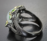 Серебряное кольцо с лунным камнем 6,87 карата и диопсидами Серебро 925