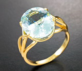 Золотое кольцо с ярким аквамарином 4,77 карата Золото