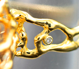 Золотое кольцо с морганитом 24,77 карата, «неоновыми» апатитами и бриллиантами Золото