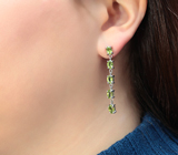 Элегантные серебряные серьги с перидотами Серебро 925