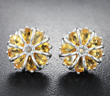 Замечательные серебряные серьги с цитринами Серебро 925