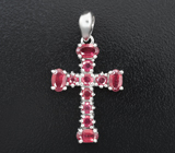 Серебряный кулон-крест с рубинами 7,45 карата Серебро 925