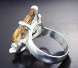 Серебряное кольцо с резным цитрином и рубином