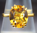 Золотое кольцо с ярким медовым гелиодором 3,86 карата Золото