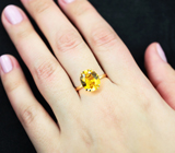 Золотое кольцо с ярким медовым гелиодором 3,86 карата