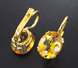 Золотые серьги с невероятно-яркими медовыми гелиодорами 6,35 карата Золото