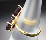Золотое кольцо с рубеллитами турмалинами «красное вино» 6,58 карата, розовыми сапфирами и бриллиантом Золото