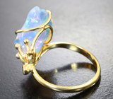 Золотое кольцо с кристаллическим эфиопским опалом 3,47 карата и бриллиантами Золото
