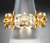 Золотое кольцо с чистейшим диаспором редкой огранки 5,37 карата и бриллиантами