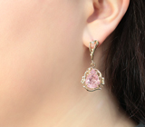 Крупные золотые серьги с редкими розовыми турмалинами 16,71 карата и бриллиантами