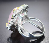 Серебряное кольцо с розовым морганитом, перидотами и желтыми сапфирами Серебро 925