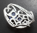 Ажурный серебряное кольцо с танзанитами Серебро 925