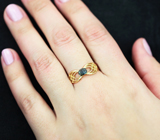 Золотое кольцо с насыщенным уральским александритом цвета морской волны 0,38 карата Золото