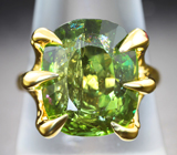 Золотое кольцо с крупным насыщенным зеленым апатитом 9,43 карата Золото