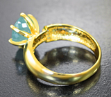 Золотое кольцо с ярким параиба турмалином 3,23 карата и бриллиантами Золото
