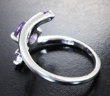 Изысканное серебряное кольцо с аметистами Серебро 925