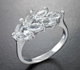 Чудесное серебряное кольцо с бесцветными топазами Серебро 925