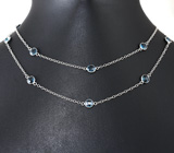 Изящное серебряное колье с насыщенно-синими топазами Серебро 925