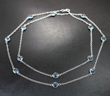 Изящное серебряное колье с насыщенно-синими топазами Серебро 925