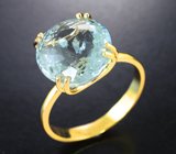 Золотое кольцо с крупным ярким аквамарином 7,34 карата Золото