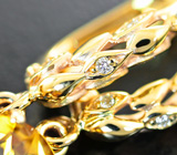 Золотые серьги с яркими медовыми гелиодорами 6,24 карата и бриллиантами