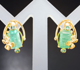 Золотые серьги с уральскими изумрудами 4,62 карата и бриллиантами