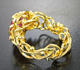 Массивное золотое кольцо c раскошной неоново-розовой шпинелью 2,16 карата и бриллиантам Золото