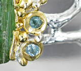 Серебряное кольцо с турмалинами и голубыми топазами Серебро 925