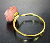 Золотое кольцо с резным кораллом 4,1 карата Золото