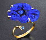 Золотое кольцо с ярким азуритом 23,38 карата и синим сапфиром Золото