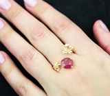 Золотое кольцо с насыщенным рубином 4,17 карата и красными сапфирами Золото