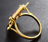 Золотое кольцо с резным розовым и «арбузными» турмалинами 6,09 карата, пурпурно-розовыми сапфирами и бриллиантами Золото