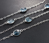 Чудесное серебряное колье с насыщенно-синими топазами Серебро 925