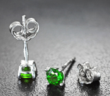 Симпатичные серебряные серьги с диопсидами Серебро 925
