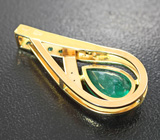 Крупный золотой кулон с насыщенными уральскими изумрудами 2,26 карата и бриллиантами Золото