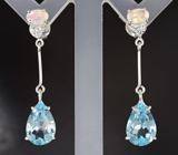 Элегантные серебряные серьги с топазами и ограненными эфиопскими опалами Серебро 925