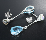 Элегантные серебряные серьги с топазами и ограненными эфиопскими опалами Серебро 925